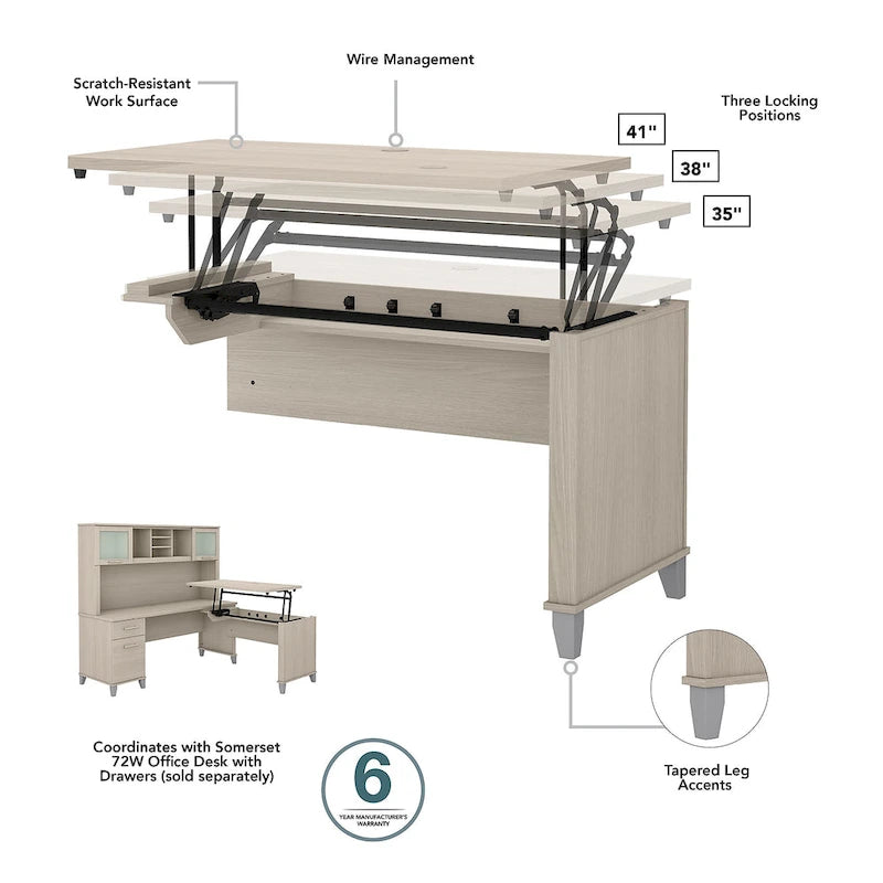 Bureau d'angle assis-debout 3 positions 72W