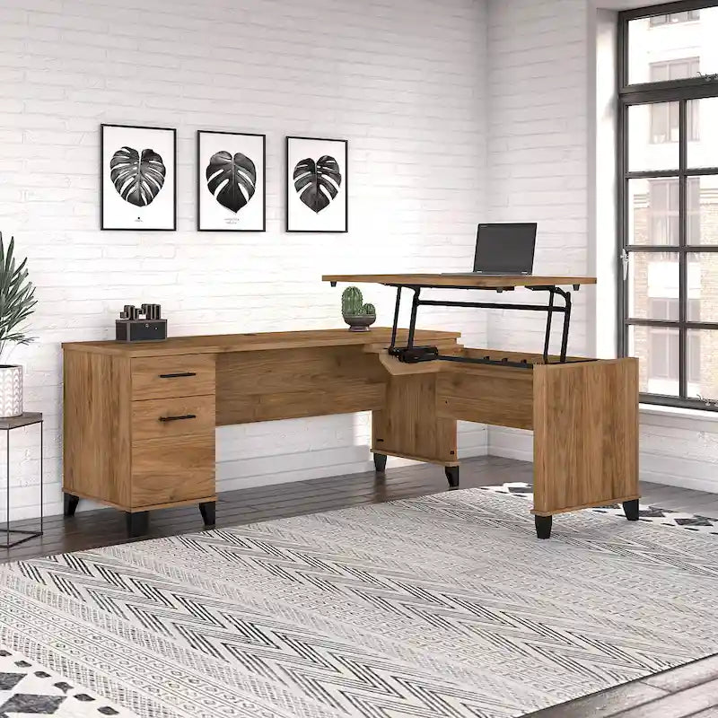 Bureau d'angle assis-debout 3 positions 72W