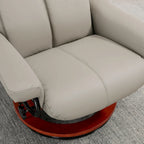 Fauteuil inclinable avec ottoman, fauteuil inclinable pivotant à 360° avec base en bois et repose-pieds assorti, Noir