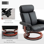Fauteuil inclinable avec ottoman, fauteuil inclinable pivotant à 360° avec base en bois et repose-pieds assorti, Noir