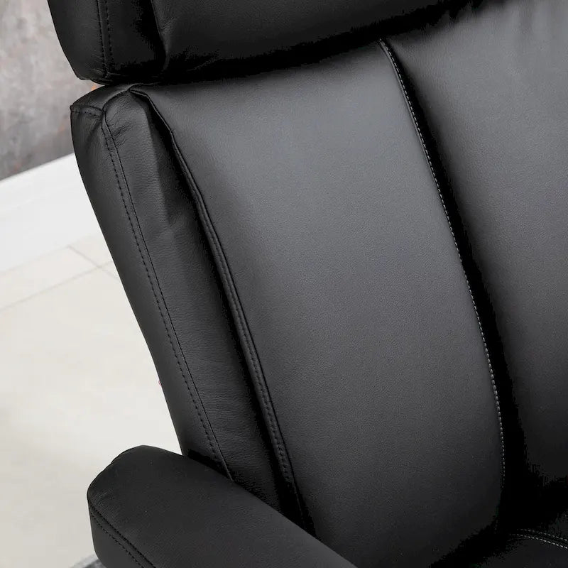 Fauteuil inclinable avec ottoman, fauteuil inclinable pivotant à 360° avec base en bois et repose-pieds assorti, Noir
