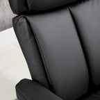 Fauteuil inclinable avec ottoman, fauteuil inclinable pivotant à 360° avec base en bois et repose-pieds assorti, Noir