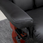 Fauteuil inclinable avec ottoman, fauteuil inclinable pivotant à 360° avec base en bois et repose-pieds assorti, Noir