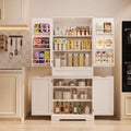 71 Armoire de cuisine moderne autoportante à 4 portes avec étagères et tiroirs, Grand meuble de rangement de cuisine organiseur