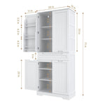 71 Armoire de cuisine moderne autoportante à 4 portes avec étagères et tiroirs, Grand meuble de rangement de cuisine organiseur