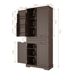 71 Armoire de cuisine moderne autoportante à 4 portes avec étagères et tiroirs, Grand meuble de rangement de cuisine organiseur