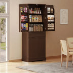 71 Armoire de cuisine moderne autoportante à 4 portes avec étagères et tiroirs, Grand meuble de rangement de cuisine organiseur