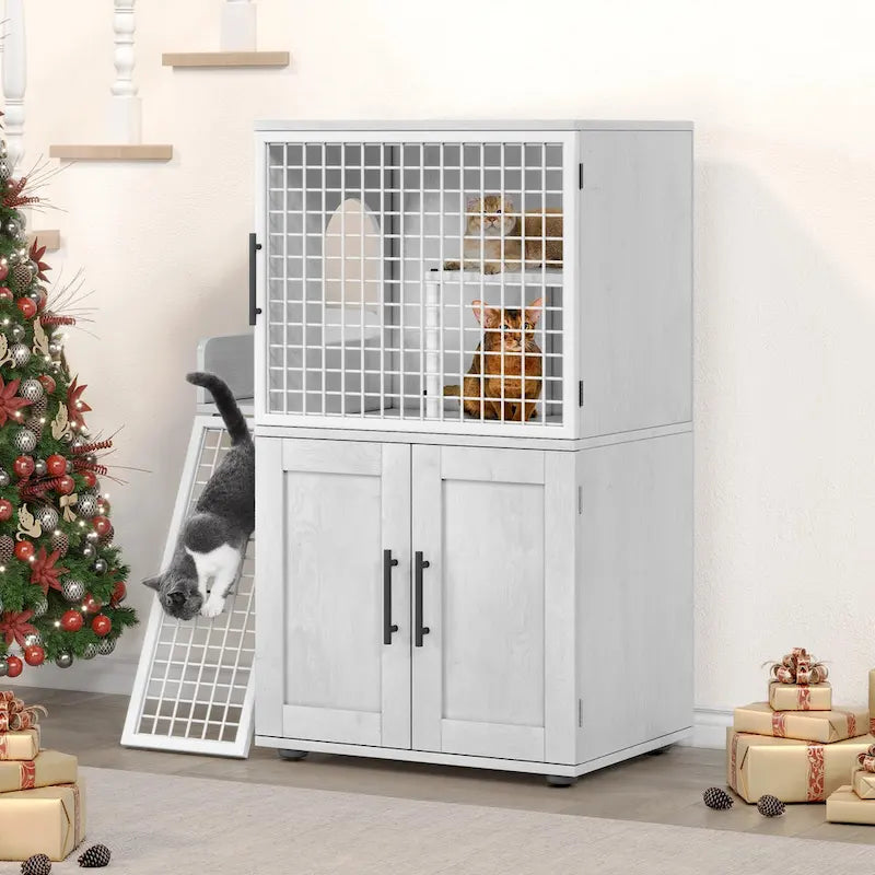 Cache-litière moderne double couche pour chat, cache-litière pour chat