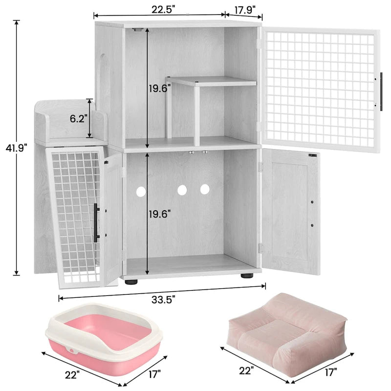 Cache-litière moderne double couche pour chat, cache-litière pour chat