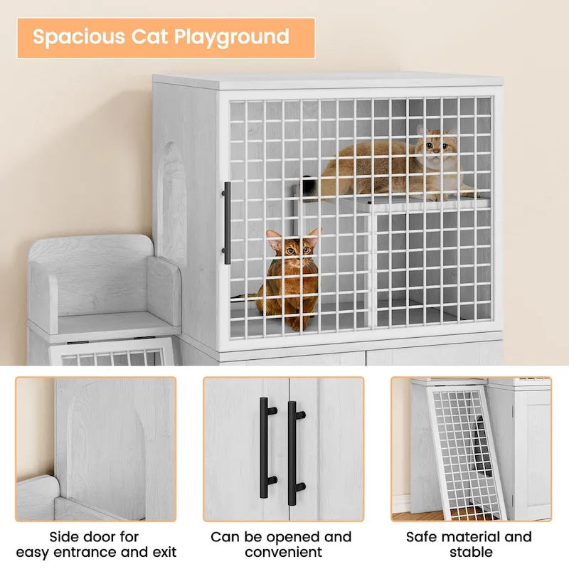 Cache-litière moderne double couche pour chat, cache-litière pour chat