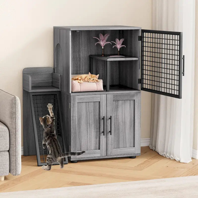 Cache-litière moderne double couche pour chat, cache-litière pour chat
