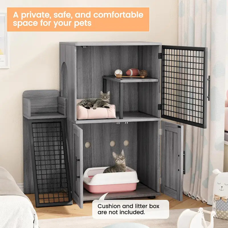 Cache-litière moderne double couche pour chat, cache-litière pour chat