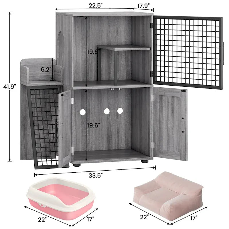 Cache-litière moderne double couche pour chat, cache-litière pour chat