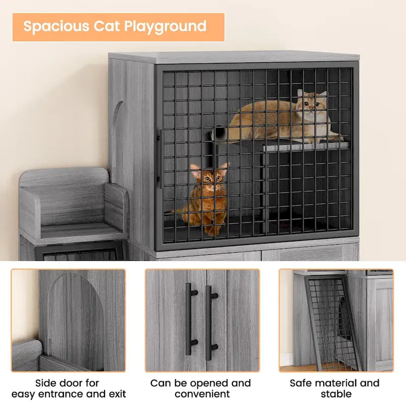Cache-litière moderne double couche pour chat, cache-litière pour chat