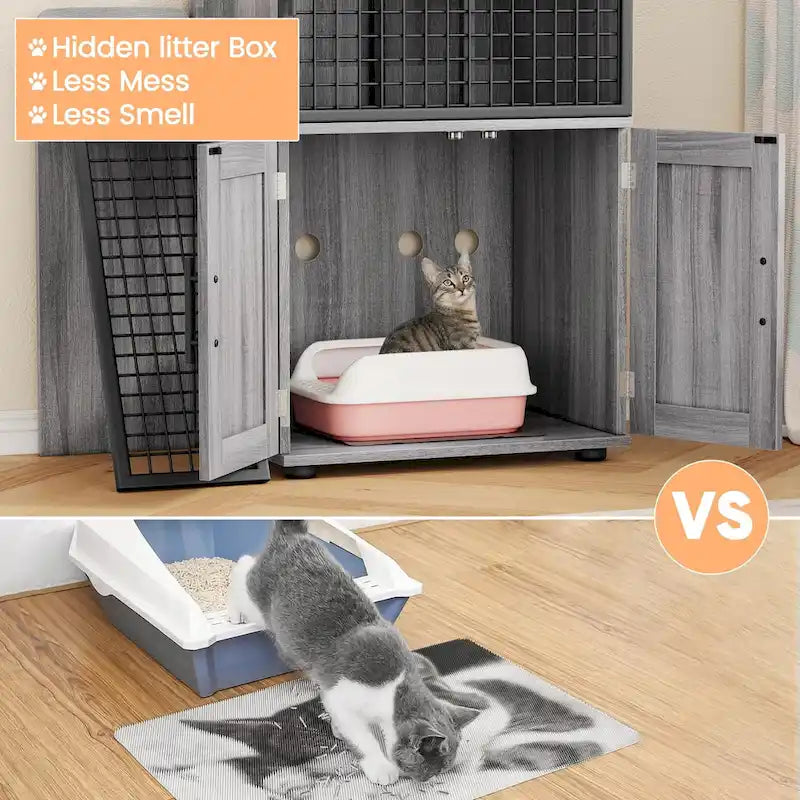 Cache-litière moderne double couche pour chat, cache-litière pour chat