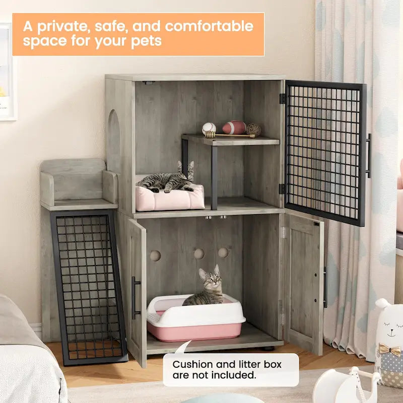 Cache-litière moderne double couche pour chat, cache-litière pour chat