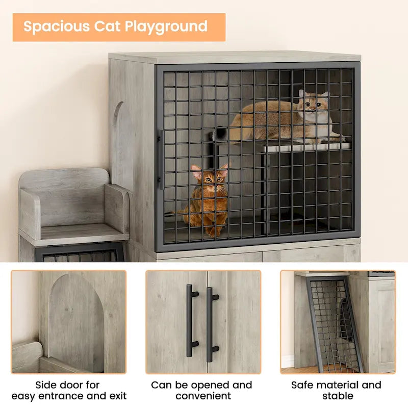 Cache-litière moderne double couche pour chat, cache-litière pour chat