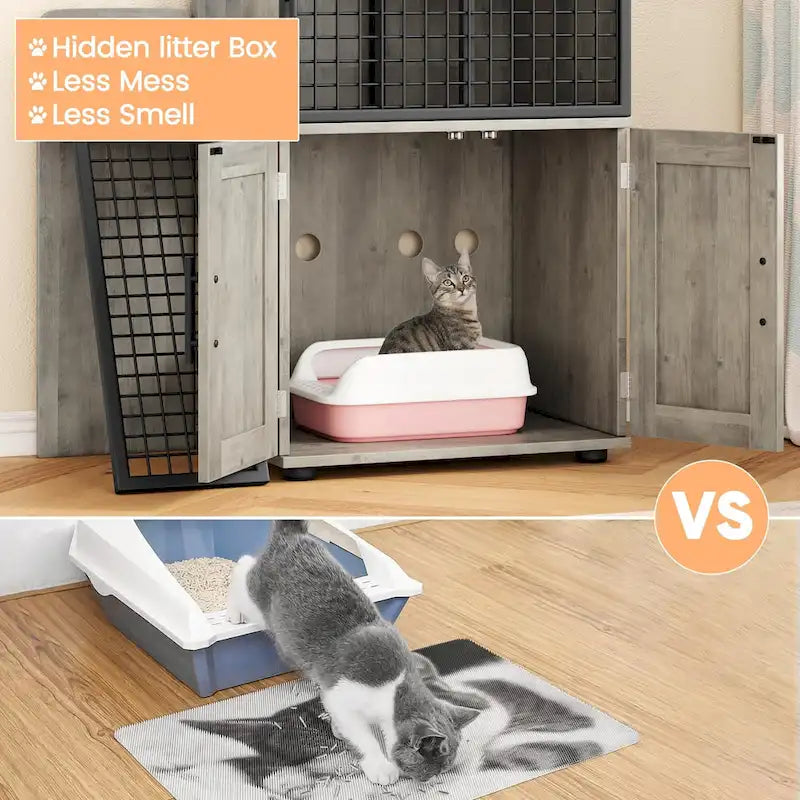 Cache-litière moderne double couche pour chat, cache-litière pour chat