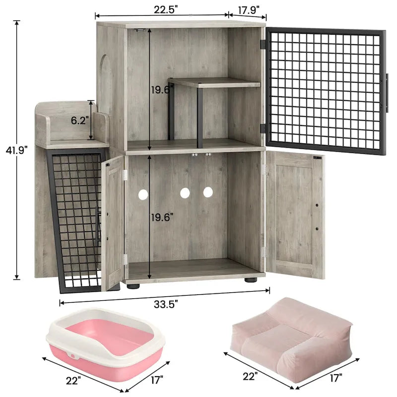Cache-litière moderne double couche pour chat, cache-litière pour chat