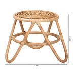 Table d'appoint en rotin marron naturel bohème moderne