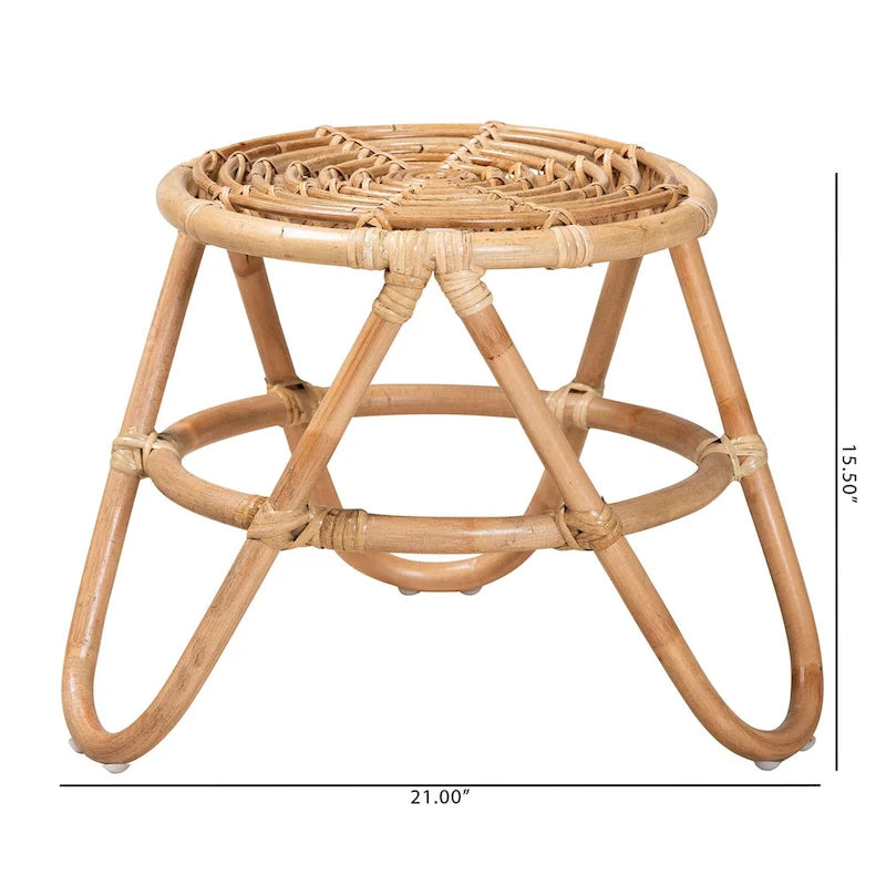 Table d'appoint en rotin marron naturel bohème moderne