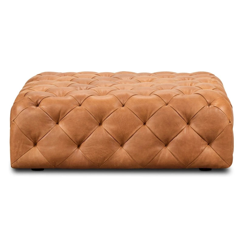Ottoman en cuir cognac