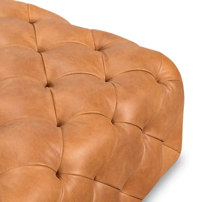 Ottoman en cuir cognac
