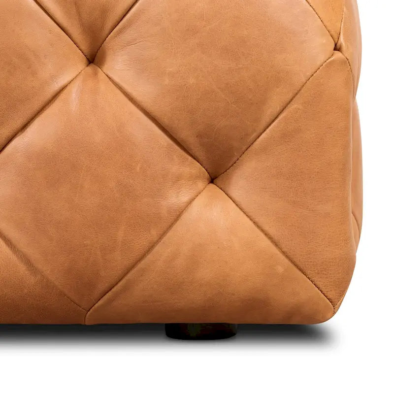 Ottoman en cuir cognac