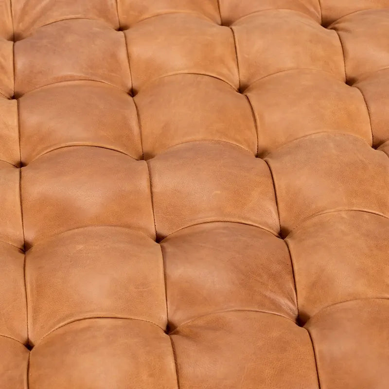 Ottoman en cuir cognac