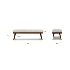 Banc en tissu – Assise capitonnée avec pieds en bois massif