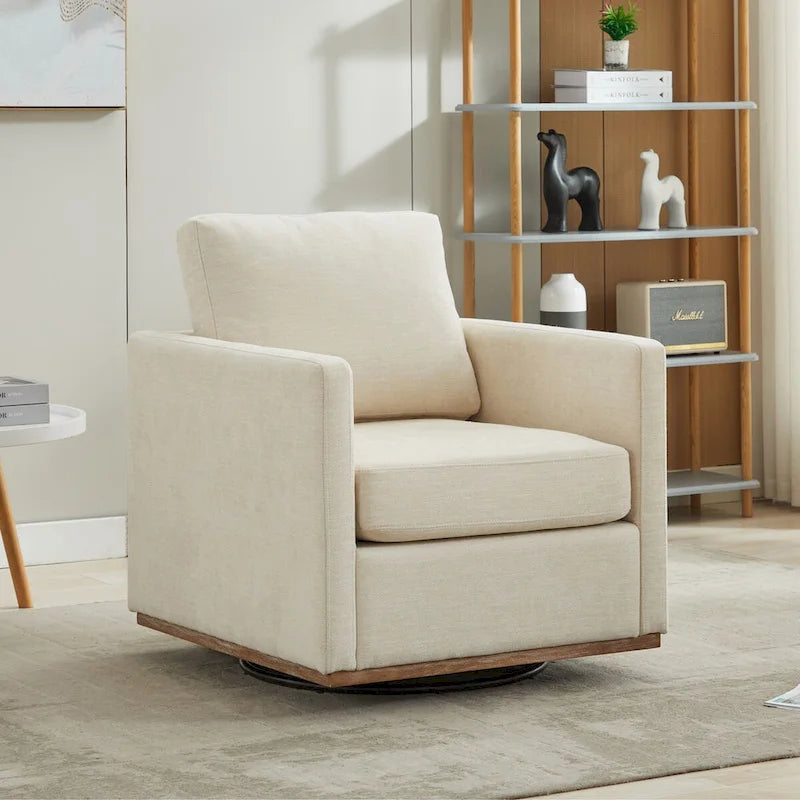 Fauteuil pivotant de style Mid-Century Modern, fauteuil pivotant à 360 degrés pour salon, chambre à coucher