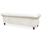Élégant et classique canapé Chesterfield trois places de 84,65 po en cuir PU avec accoudoirs roulés - Pieds robustes en bouleau, revêtement doux