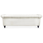 Élégant et classique canapé Chesterfield trois places de 84,65 po en cuir PU avec accoudoirs roulés - Pieds robustes en bouleau, revêtement doux