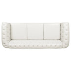 Élégant et classique canapé Chesterfield trois places de 84,65 po en cuir PU avec accoudoirs roulés - Pieds robustes en bouleau, revêtement doux