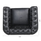 Élégant et classique canapé Chesterfield trois places de 84,65 po en cuir PU avec accoudoirs roulés - Pieds robustes en bouleau, revêtement doux