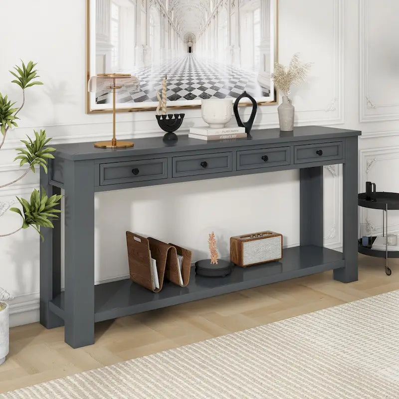 Console/Table de canapé avec tiroirs de rangement et étagère inférieure