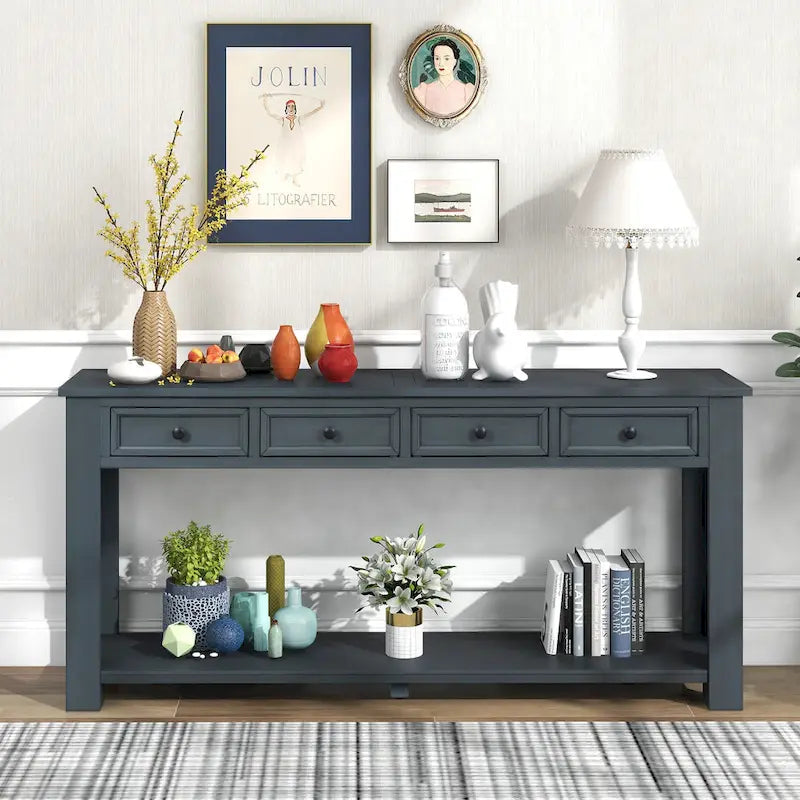 Console/Table de canapé avec tiroirs de rangement et étagère inférieure