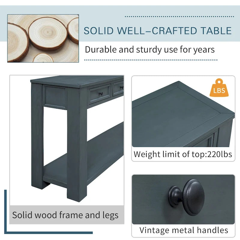 Console/Table de canapé avec tiroirs de rangement et étagère inférieure