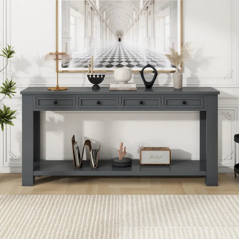 Console/Table de canapé avec tiroirs de rangement et étagère inférieure