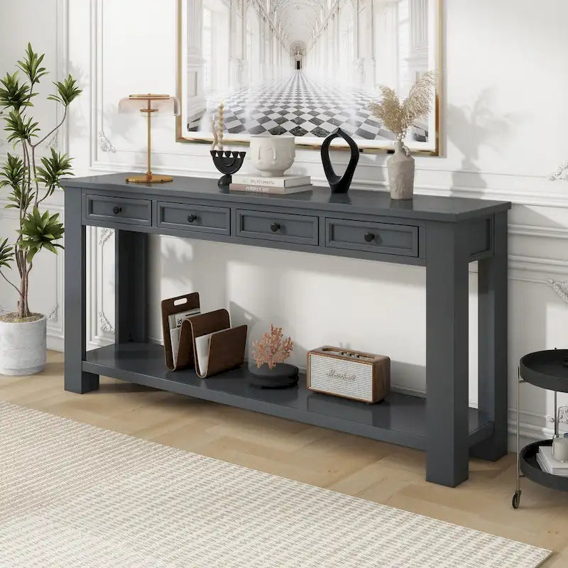 Console/Table de canapé avec tiroirs de rangement et étagère inférieure