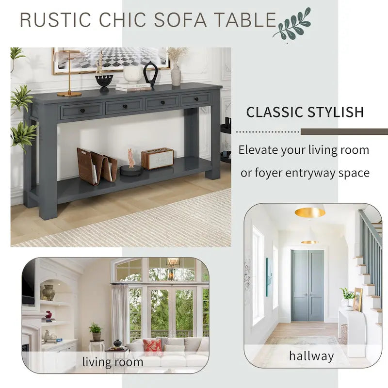 Console/Table de canapé avec tiroirs de rangement et étagère inférieure