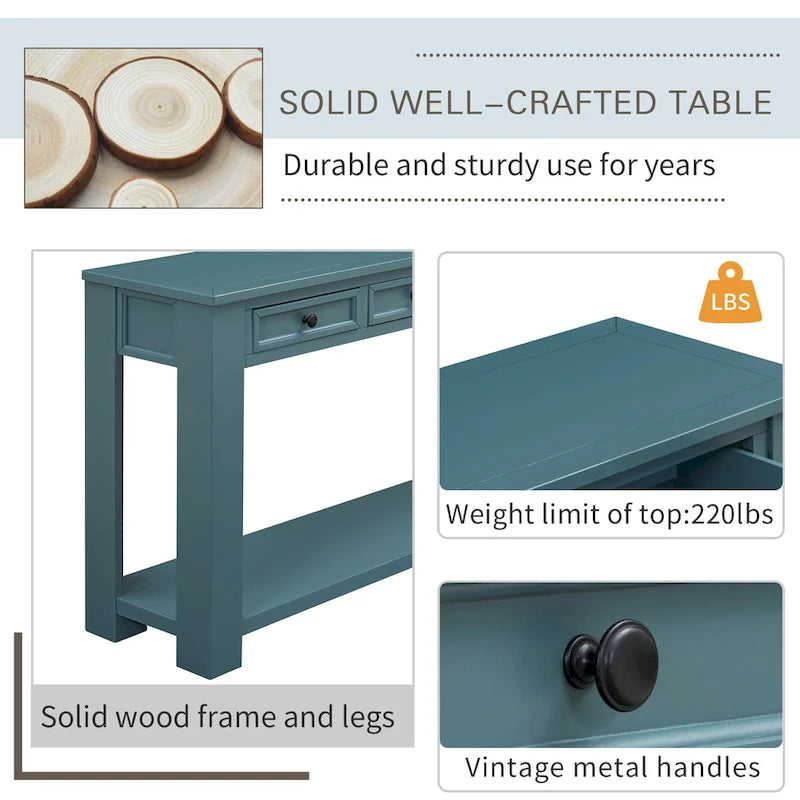 Console/Table de canapé avec tiroirs de rangement et étagère inférieure