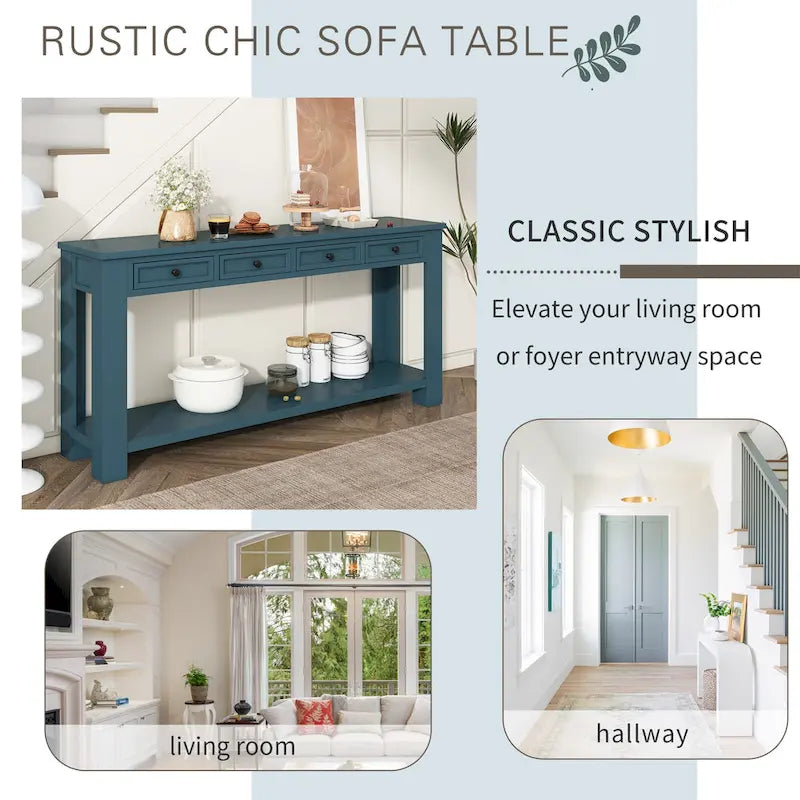 Console/Table de canapé avec tiroirs de rangement et étagère inférieure
