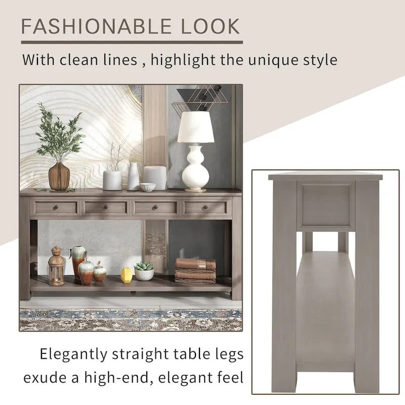 Console/Table de canapé avec tiroirs de rangement et étagère inférieure