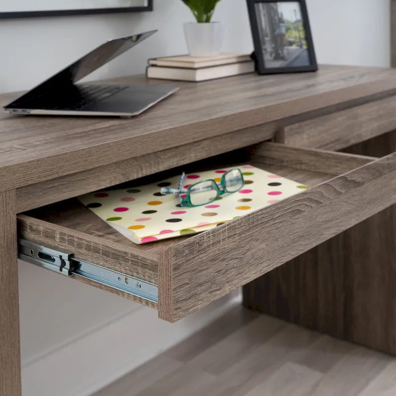 Bureau Mission gris à deux tiroirs