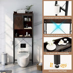 Meuble de rangement de salle de bain au-dessus des toilettes avec porte coulissante de style grange