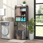 Meuble de rangement de salle de bain au-dessus des toilettes avec porte coulissante de style grange